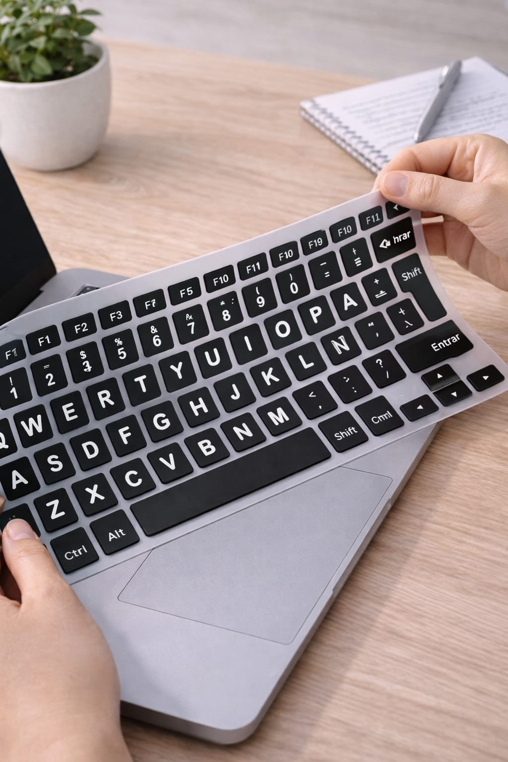 Protector de teclado con letras grandes